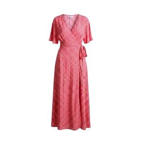 urban outfitters pink wrap dress Urban Outfitters Uo Lily Satin Wrap Midi Dress in Pink